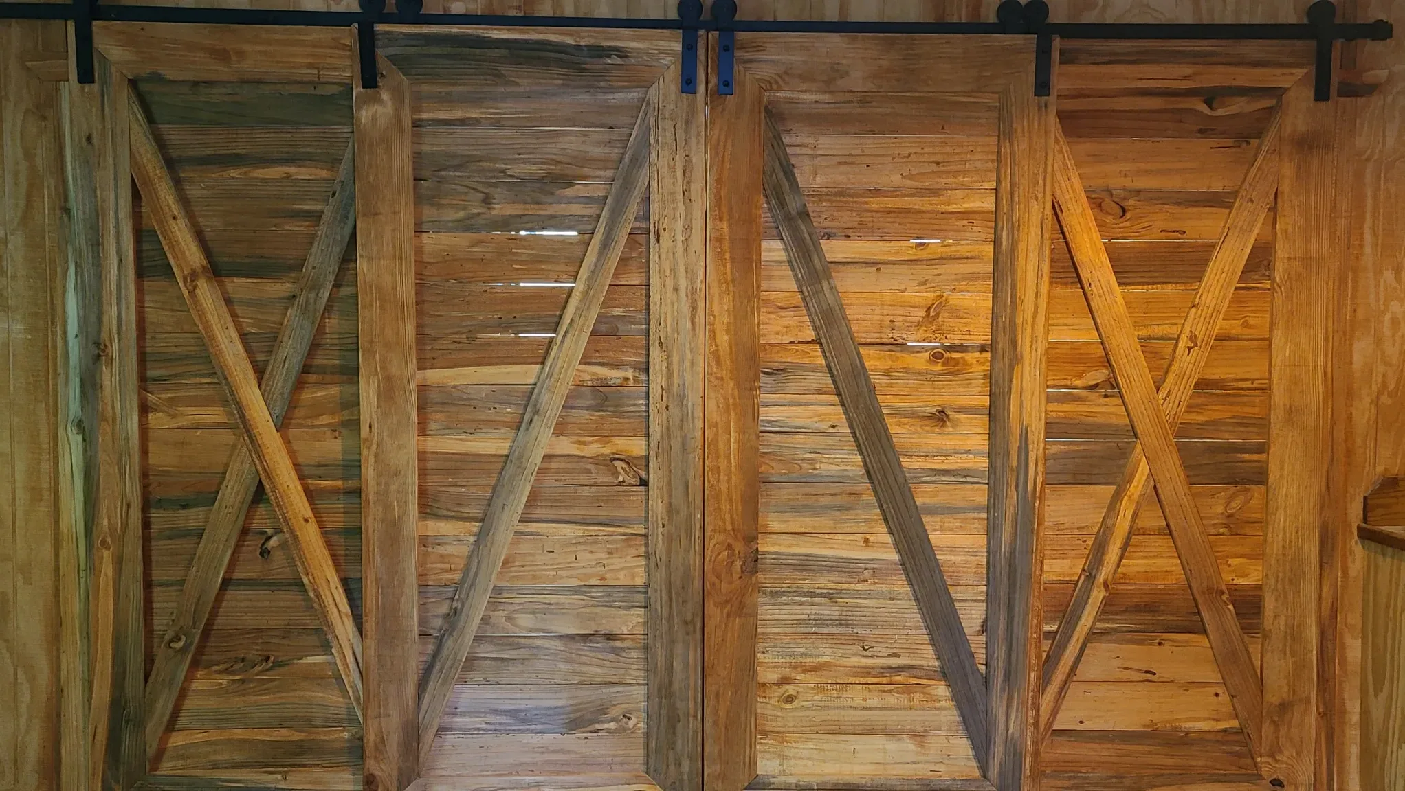Rustic Trails Barn Doors to the two Bath tubs