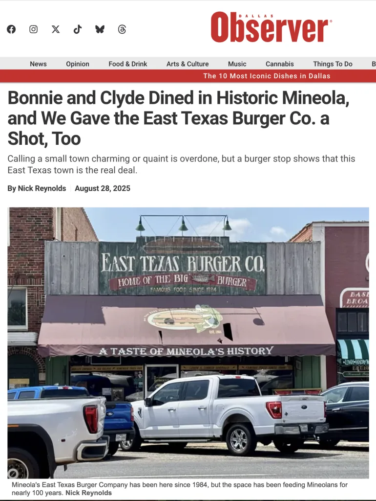 East Texas Burger and the Select Theater in Mineola, Texas